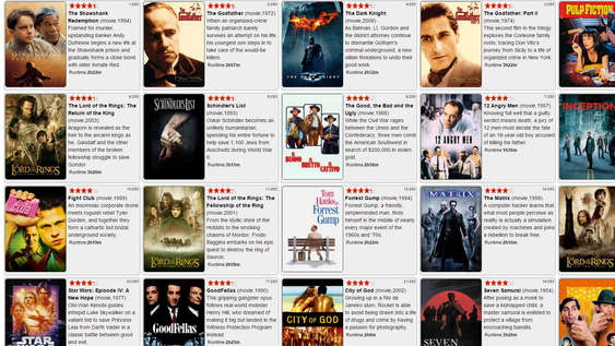 Slik vises filmene man søker etter.