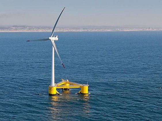 Principle Powers Wind Float her testet utenfor Portugal. Flytende havvindturbin.  