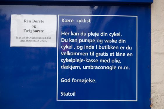 Vask og mekk sykkelen hos Statoil i København 