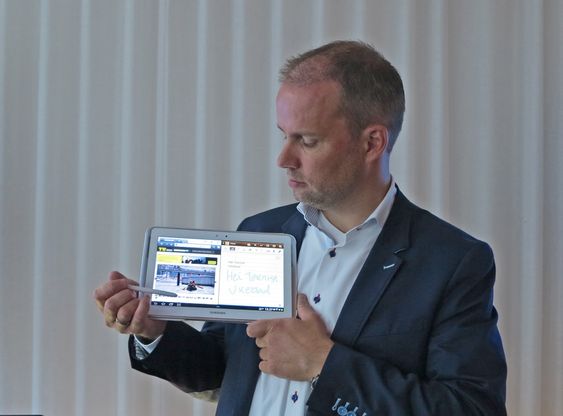 Pennefør:Samsungs telecomsjef Stig-Ove Langø tror den nye versjonen av Galaxy Note nettbrettet med penn kommer til å slå an.  