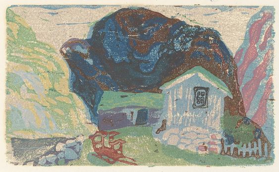 FJELLSTEMNING: Fjellgården, hvor der sjelden kom noen forbi. Illustrasjon til Hvitsymre i utslåtten av Hans E. Kinck.  