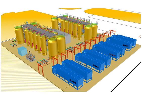 DESIGN: Cambi går nå over til en hel rekke Autodsek-programmer for å prosjektere biogassanlegg. Illustrasjonen viser arrangement til et anlegg i Manchester, UK.