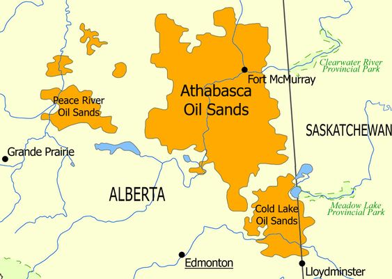 MYE TUNGOLJE: Alberta har store forekomster av oljesand. NAOSCs lisenser ligger i Athabasca-regionen.