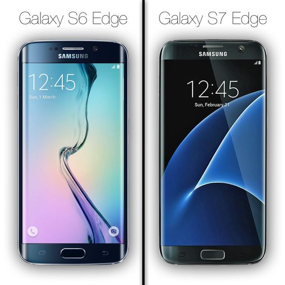 Galaxy S6 Edge (til venstre) er svært, svært lik Galaxy S7 Edge i utformingen, men det er tydelig at rammene på den nye modellen er betydelig mindre.