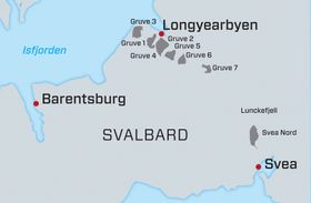 I området rundt Longyearbyen er det nå bare drift i Gruve 7.  