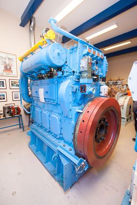 Bergen Engines' museum viser frem en testutgave av K-gass-motoren som ble kjørt på koksgass i Mo i Rana i 1986 og 1987. 