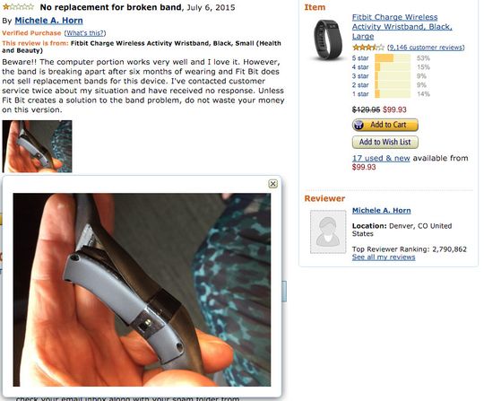 En av svært mange misfornøyde brukeranmeldelser på Amazon.com.