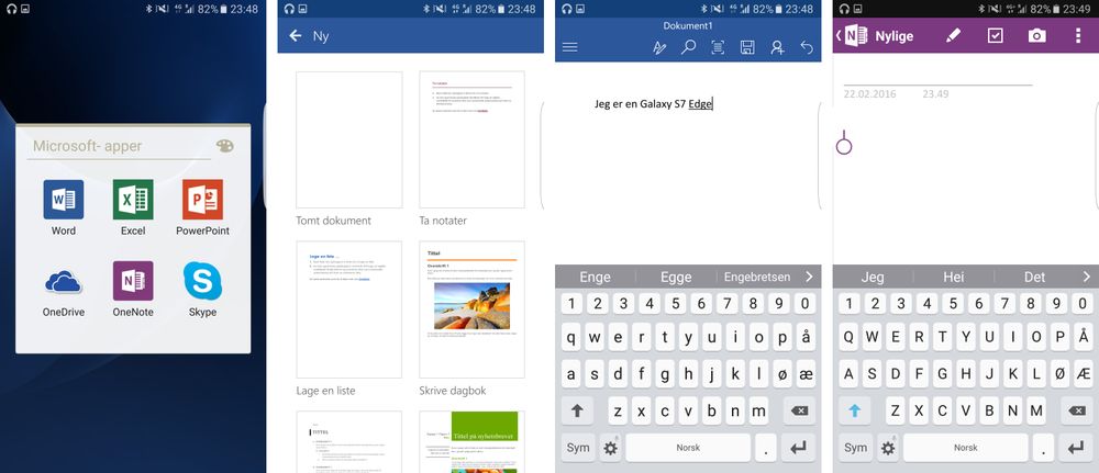 Microsofts Office-pakke utgjør en viktig del av nytteprogramvaren i Galaxy S7 Edge. Spesielt Word og OneNote er nyttig for mange, men jobber du med regneark eller presentasjoner setter du gjerne også pris på Excel og PowerPoint.