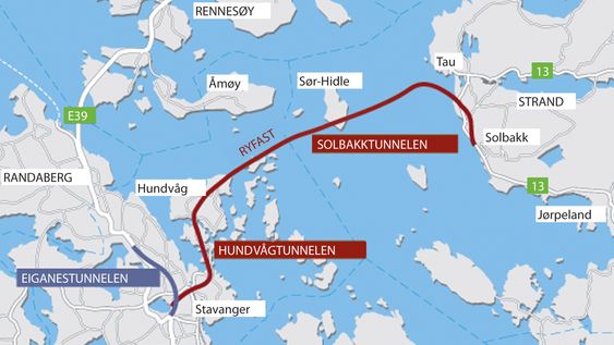 Ryfast-prosjektet består av tre tunneler. Fastlandsforbindelsen mellom Ryfylke og Stavanger-regionen har en prislapp på 6,4 milliarder kroner. I tillegg kommer Eiganestunnelen, som er en del av ferjefri E 39 til 2,9 milliarder kroner.