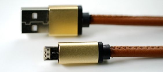 Her ser man tydelig Lightning-siden av pluggen.