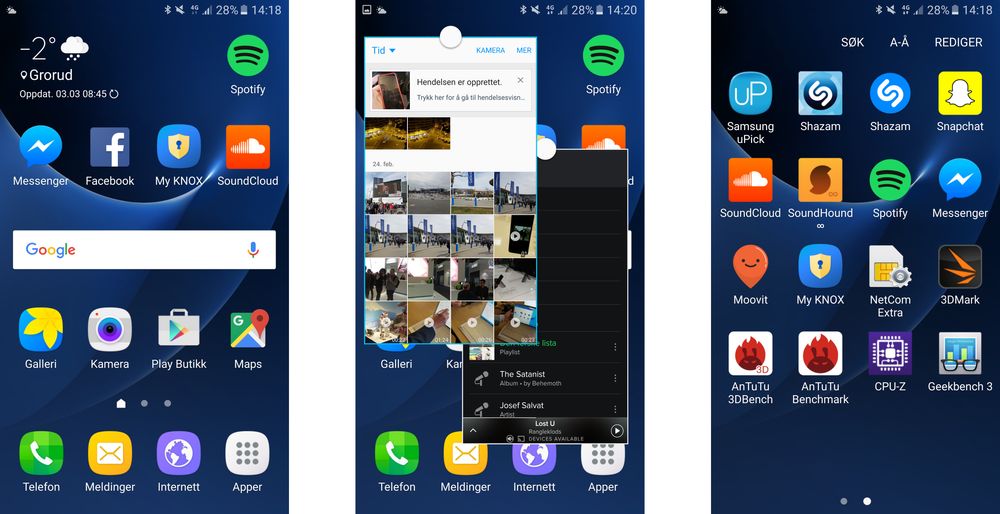 Touch Wiz-menyene har blitt meget gode, og det samme har multitaskingen Samsung har bygget inn. Appmenyen bak var forholdsvis ryddig til vi la til store mengder skrot helt selv.