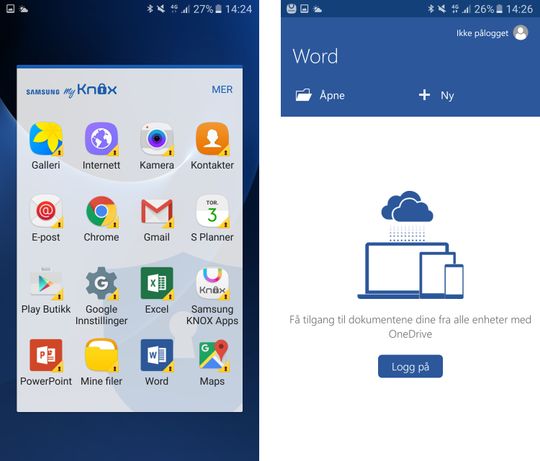 Samsungs MyKnox-løsning, og Microsofts Office-applikasjoner gir deg et pent batteri av hjelpemidler for sikkerhet og produktivitet.