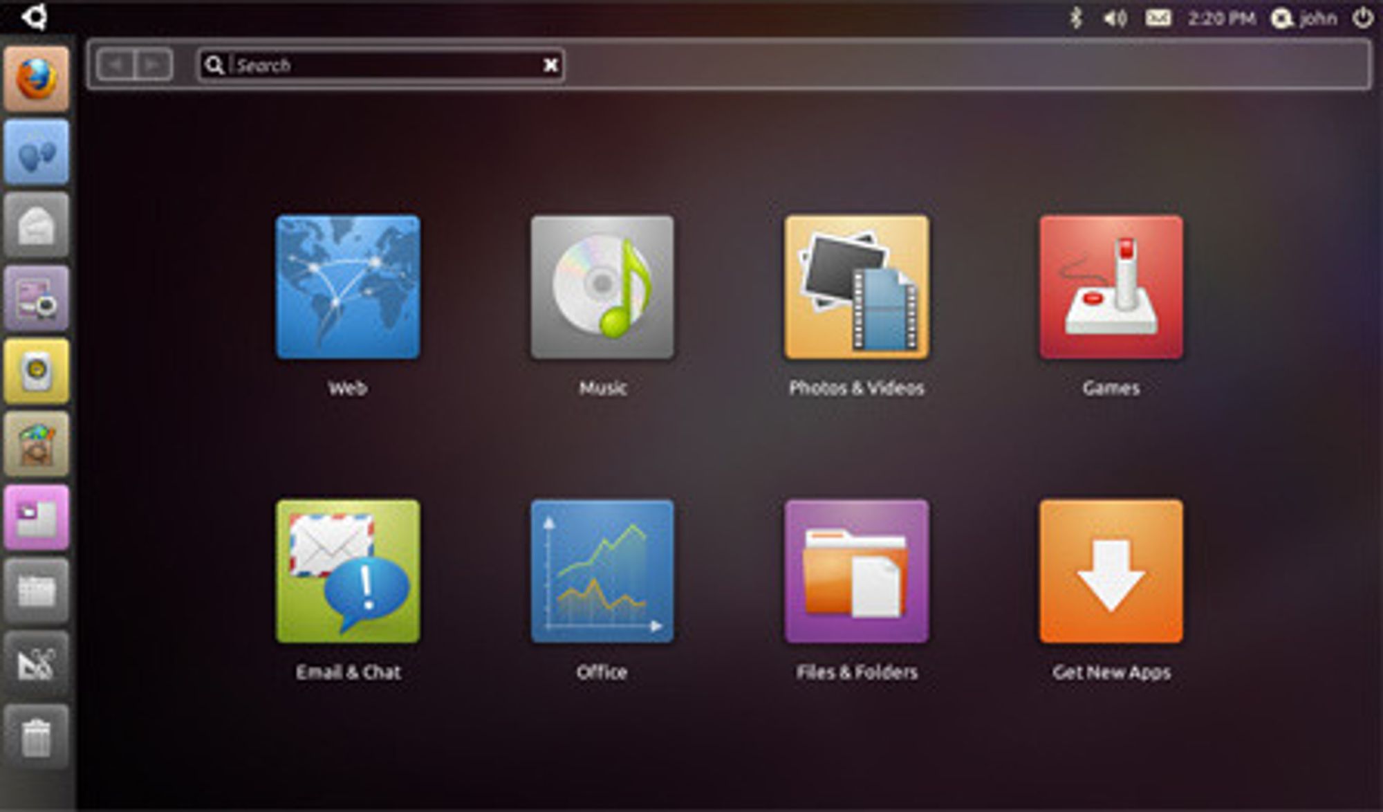 Ubuntu Unity-grensesnittet i Netbook-utgaven