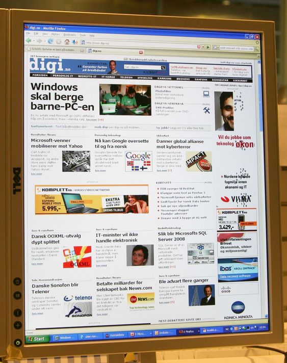 En 20 tommers widescreen-skjerm i portrettmodus tilsvarer forsiden på en tabloidavis.