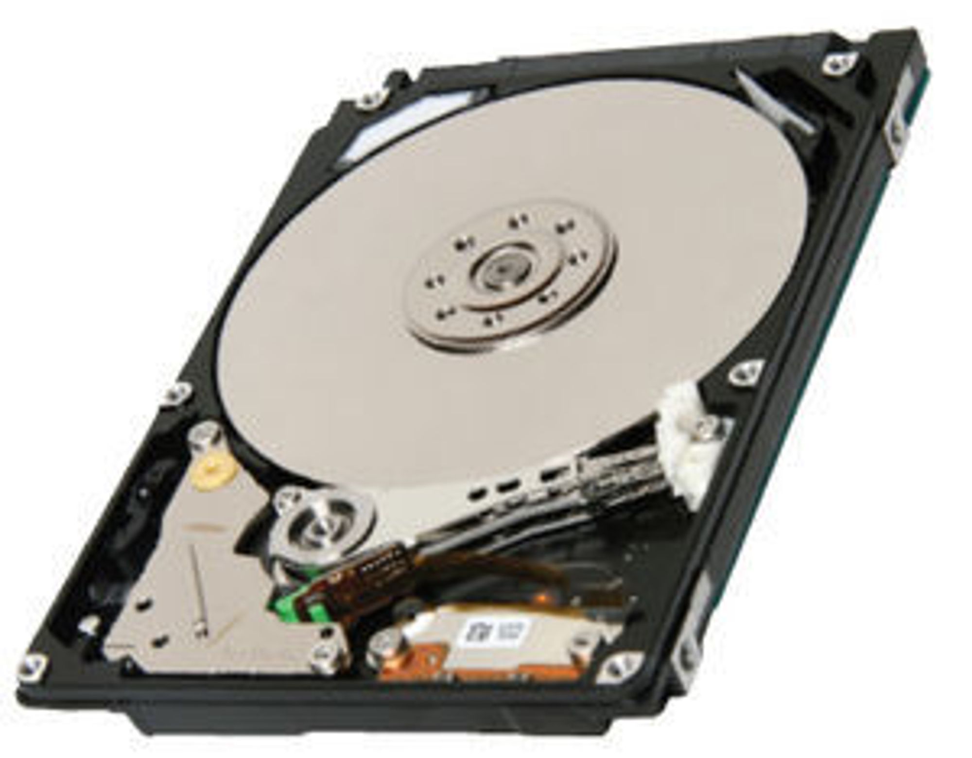 Toshiba MK7559GSXP 2,5 tommers harddisk med to plater og 750 gigabyte lagringskapasitet.