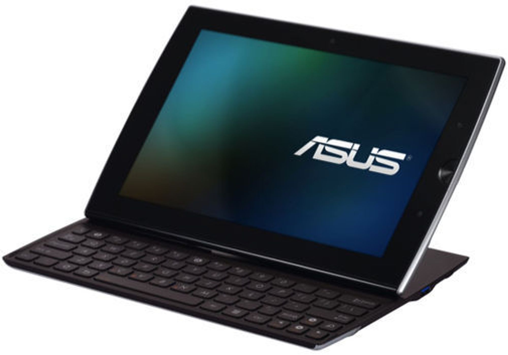 Asus Eee Pad Slider har et tastatur som kan felles inn bak skjermen.