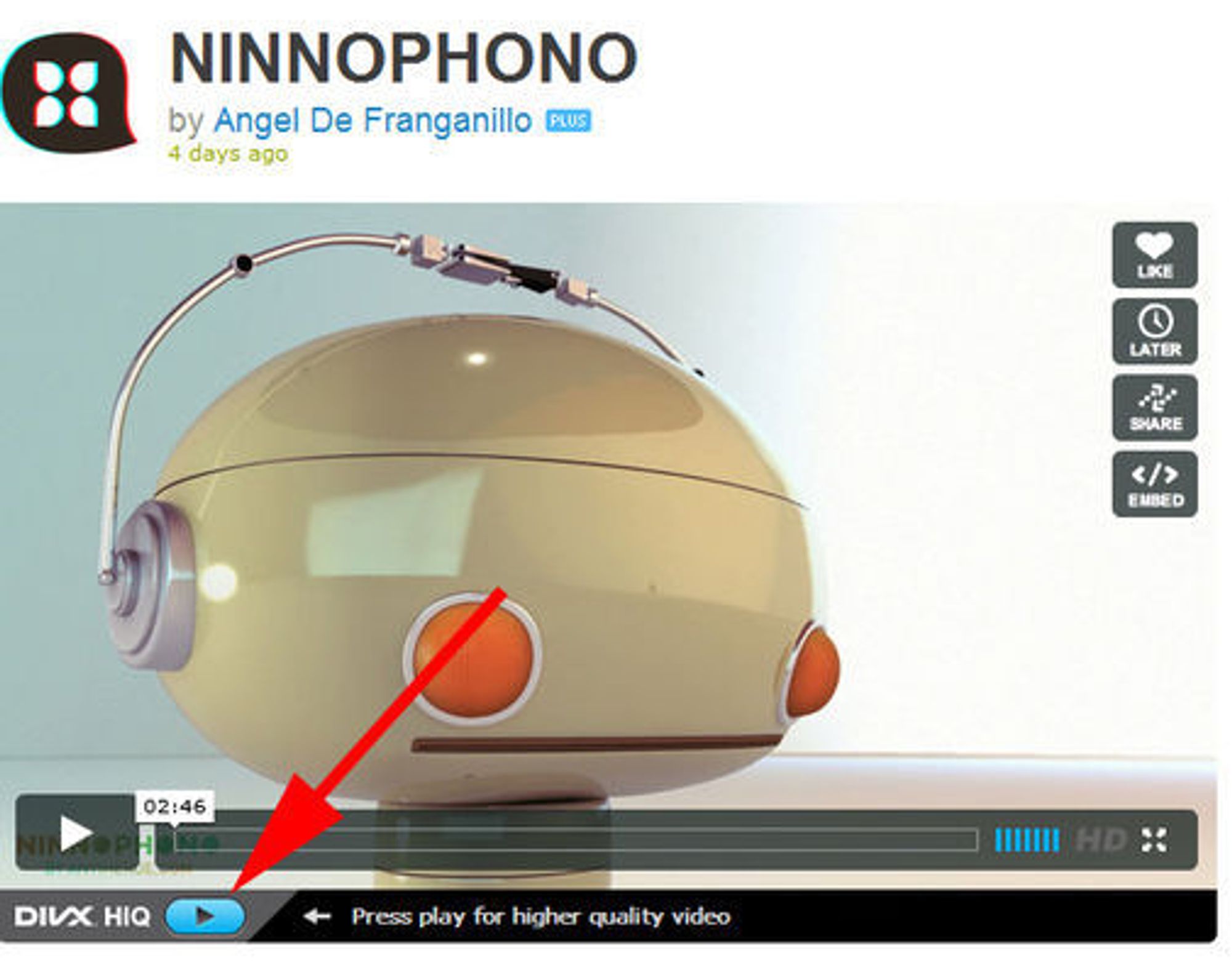 Vimeo.com-video kan spilles av med DivX HiQ.