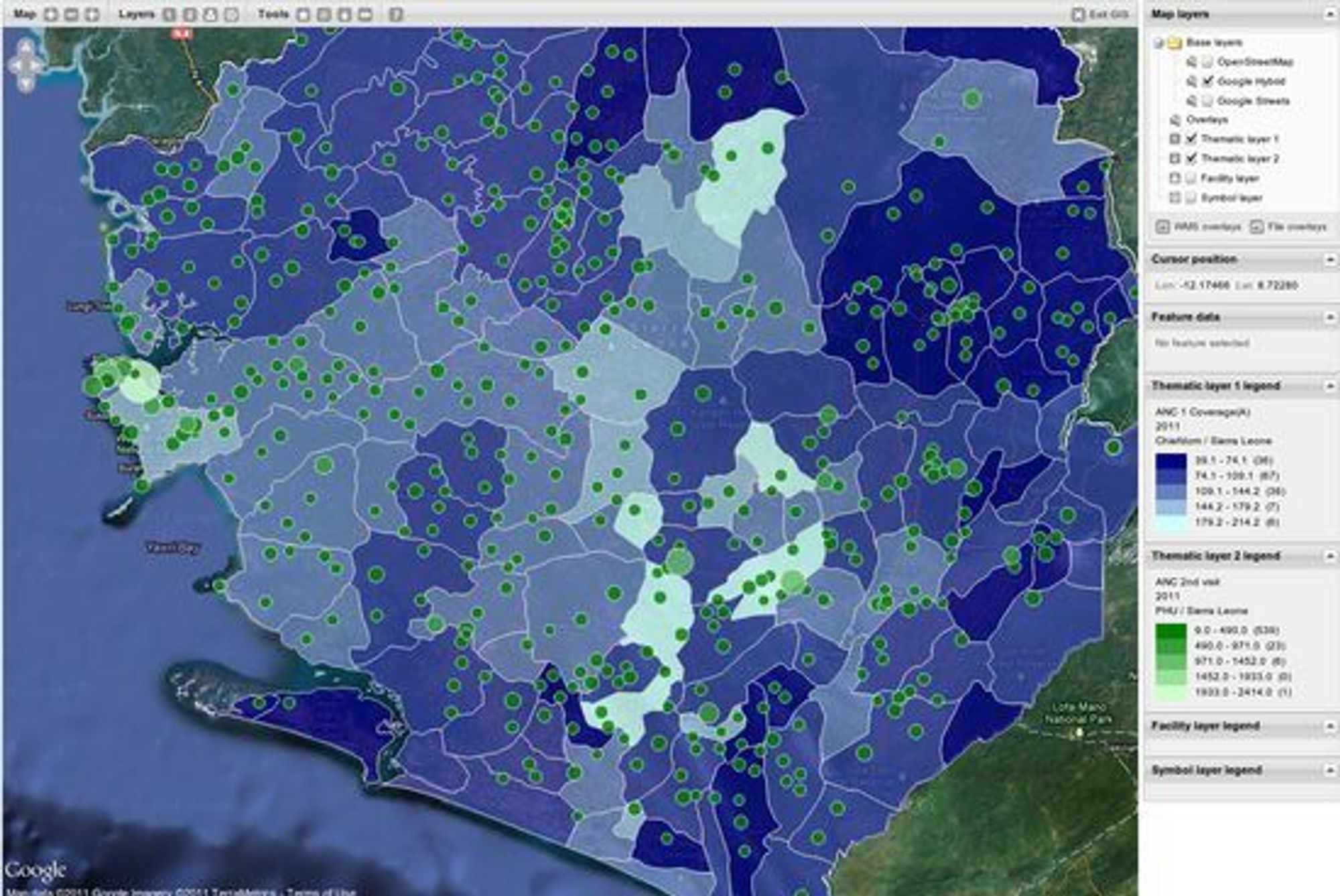 Bruken av åpne standarder forenkler utviklingsarbeidet for å visualisere helsedata på distriktsnivå, her fra Sierra Leone.
