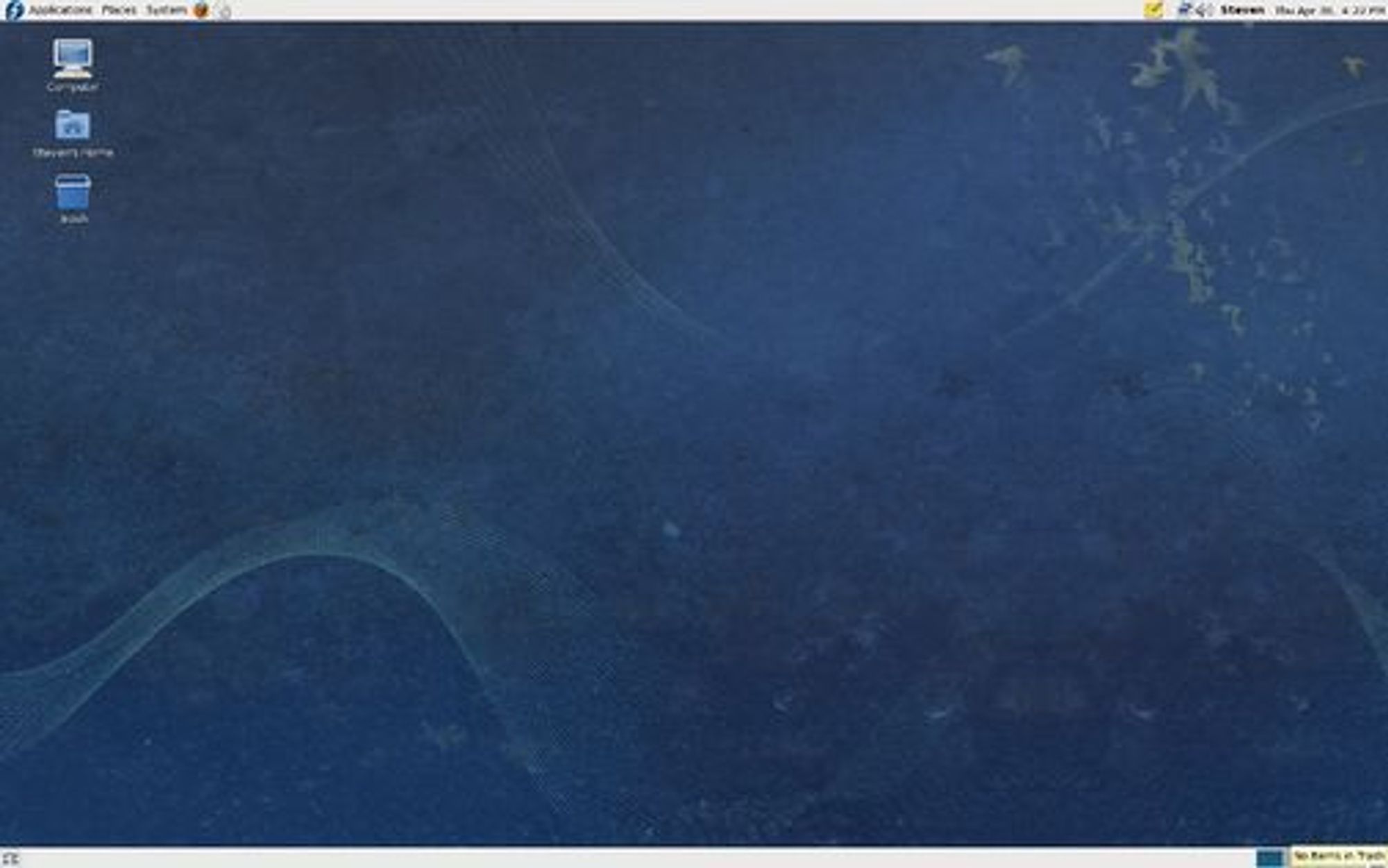 Standard skrivebordsbakgrunn i Fedora 11 med GNOME 2.26.