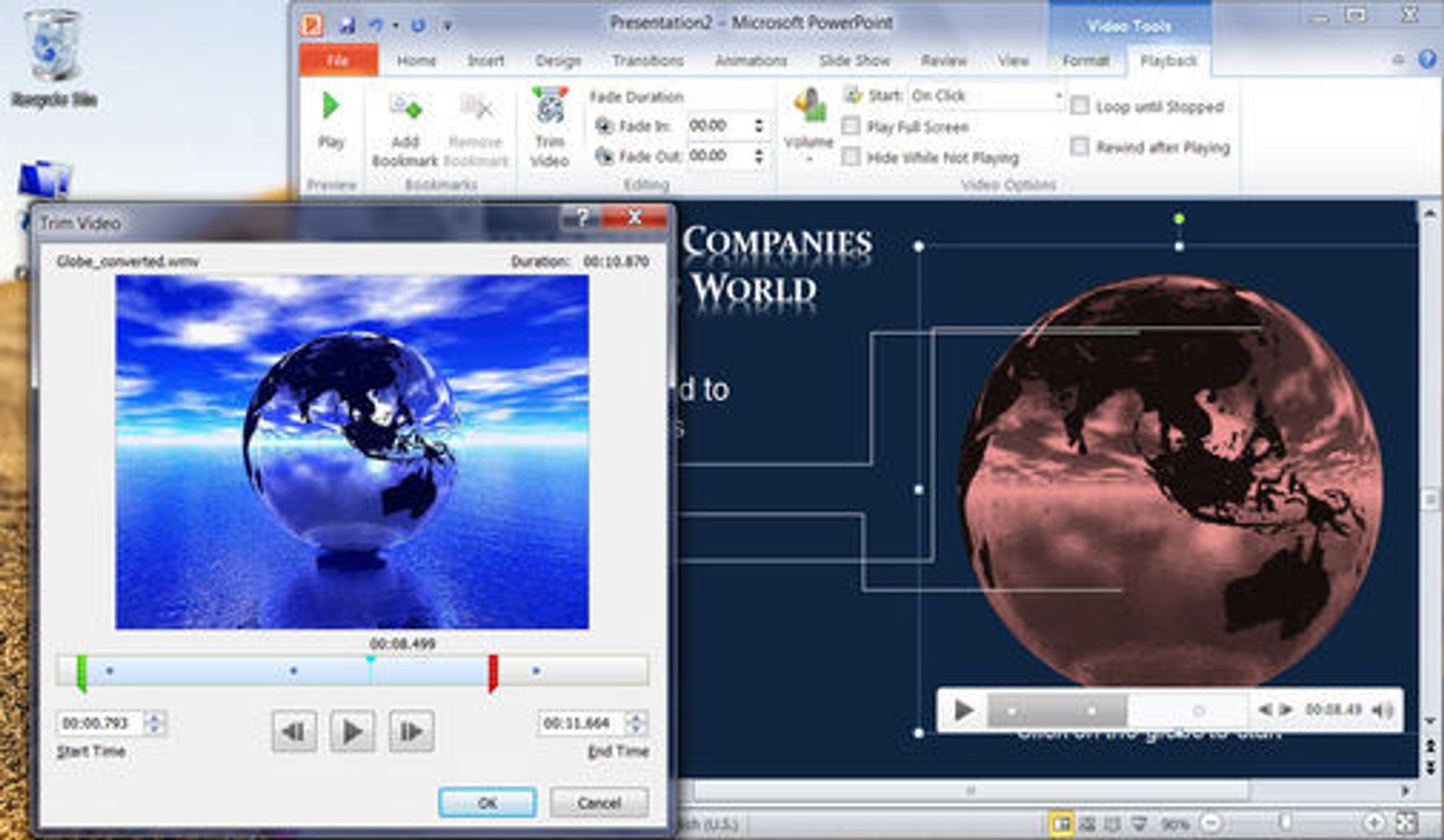 Videoredigering i PowerPoint 2010.