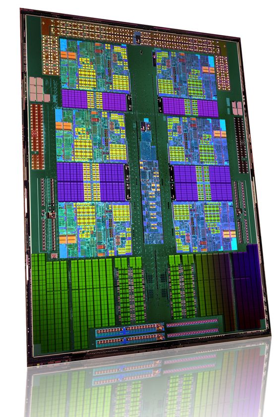 Innmaten i en prosessor i AMD Opteron 4100-serien.
