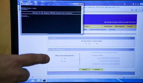 3. Vi kan logge oss inn på brannmuren med telnet, helt uavhengig av hva konfigurasjonen i admin-grensesnittet sier.