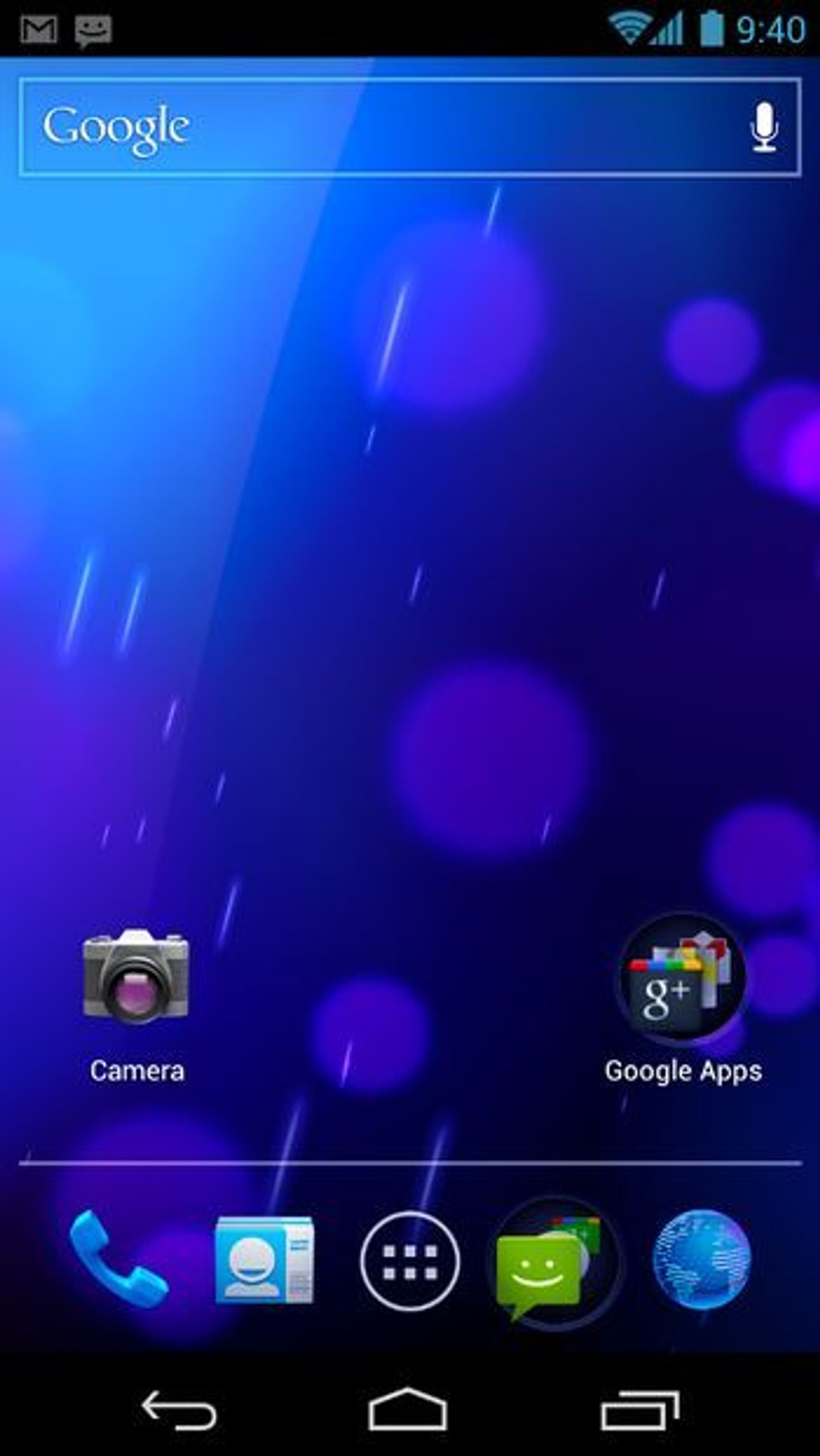 Standard hjemmeskjerm i Android 4.0