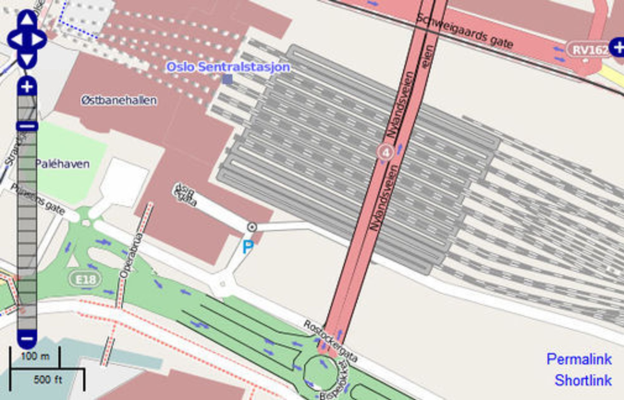 Oslo S gjengitt i OpenStreetMap