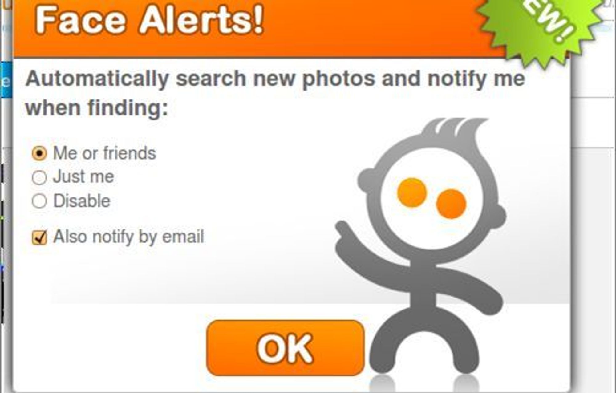 Face Alerts varsler brukeren når applikasjonen oppdager at brukeren eller Facebook-vennene er funnet på bilder som nylig har blitt lastet opp i Facebook.