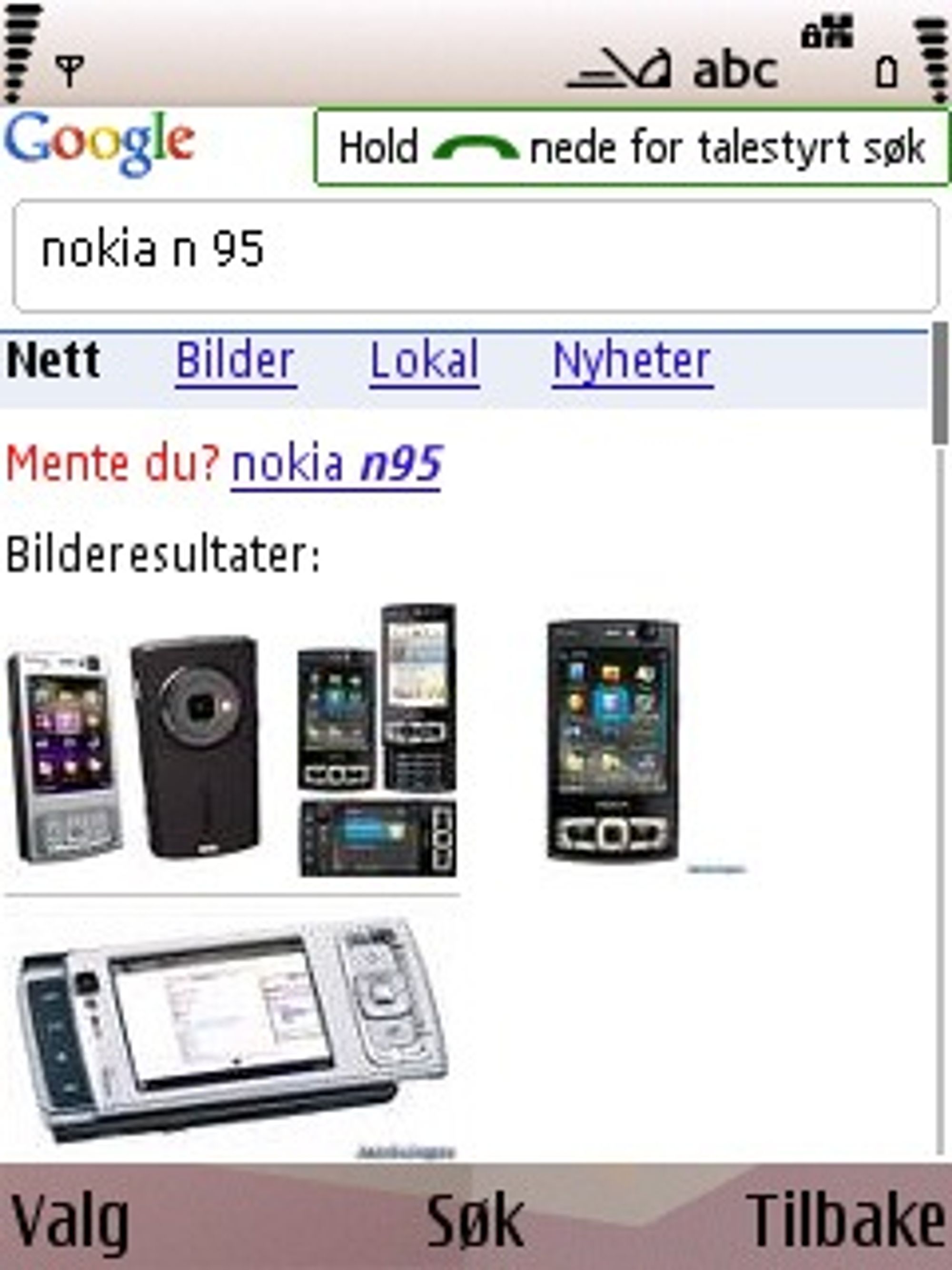 Talestyrt Google-søk på Nokia N95