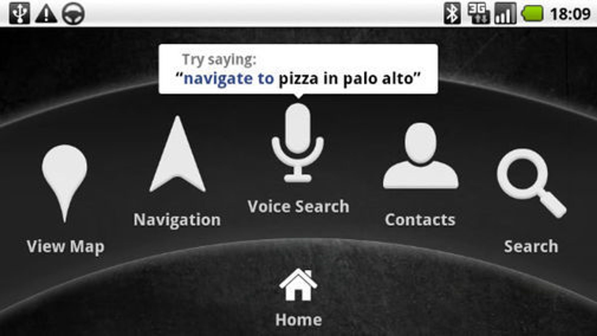Navigasjonsmenyen i Google Maps Navigation