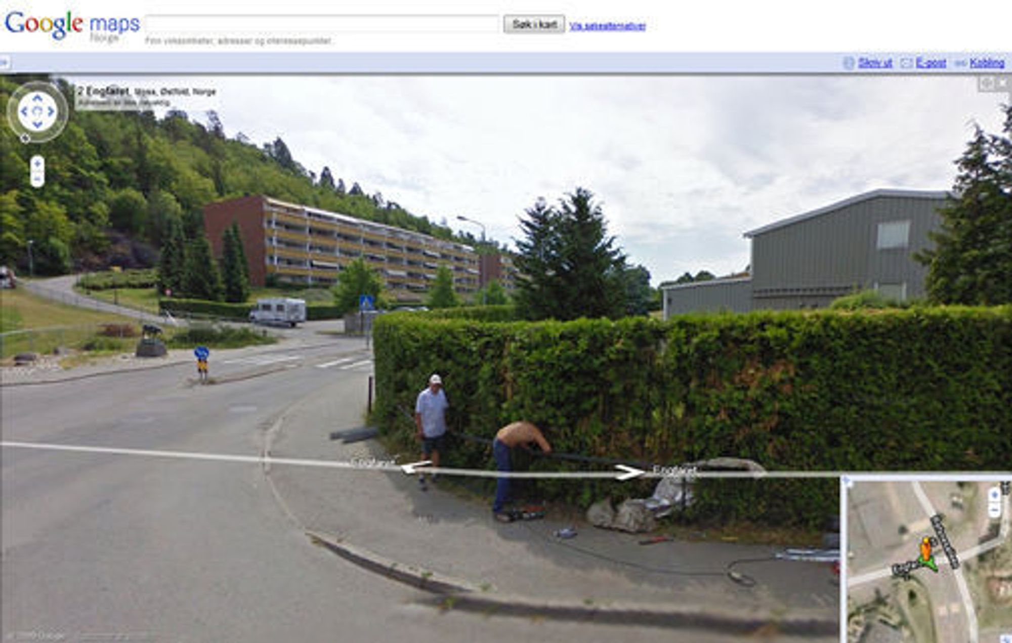 Google Street View uten sensur av ansikter.