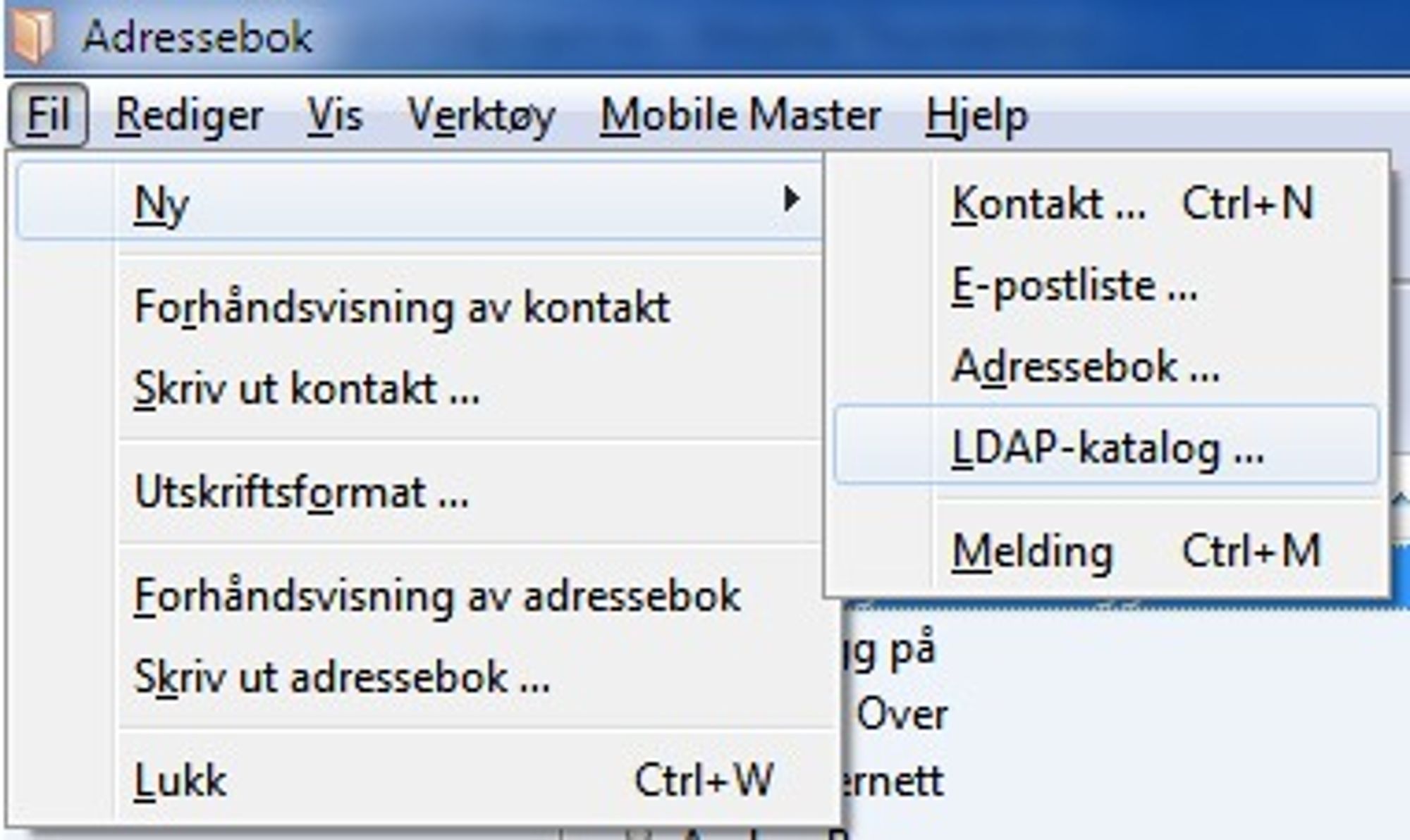 Legg til LDAP-katalog i Thunderbird.