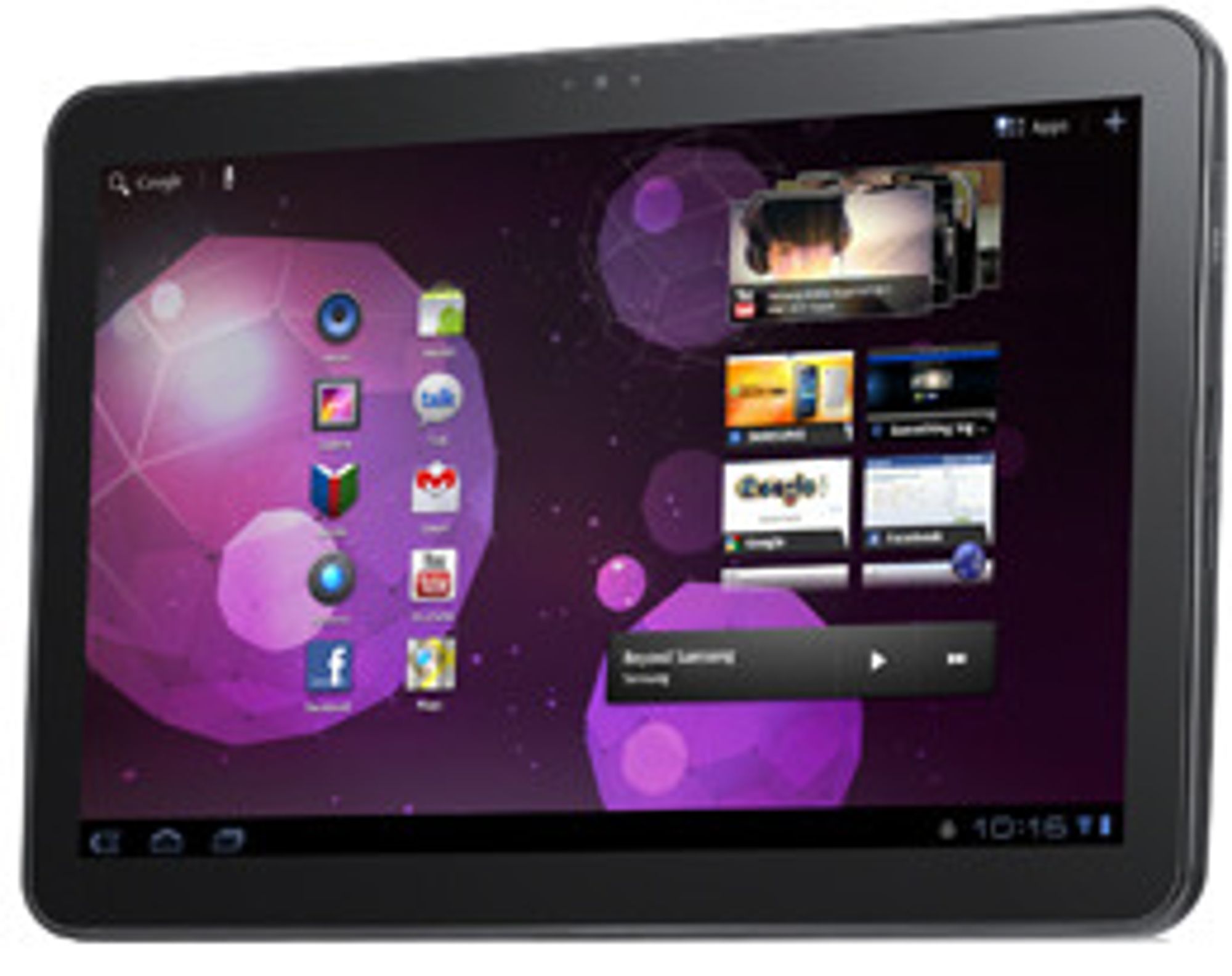 Samsung Galaxy Tab 10.1 har ti tommers skjerm og kjører Android.