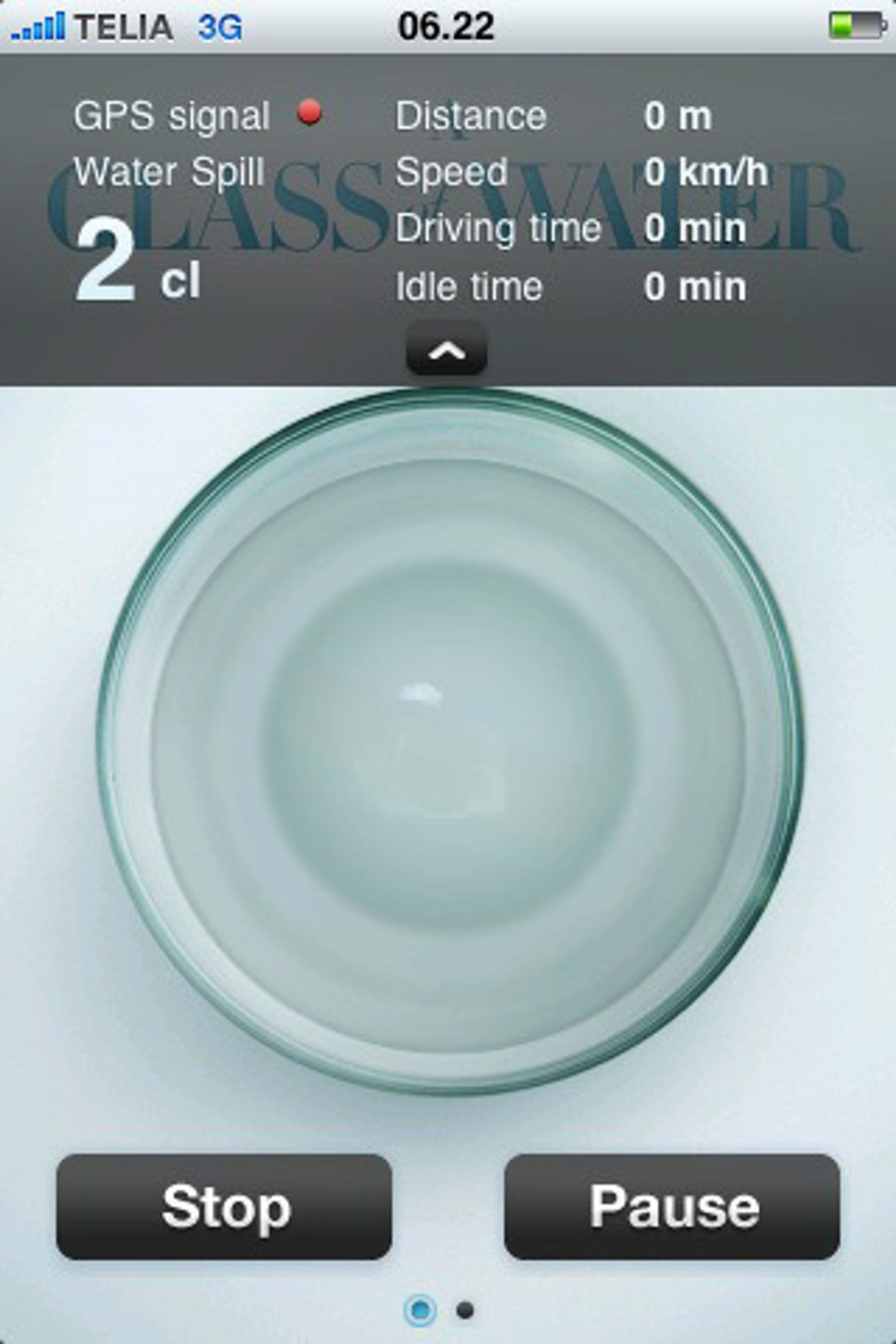 Toyotas «A Glass of Water»-applikasjon for iPhone.
