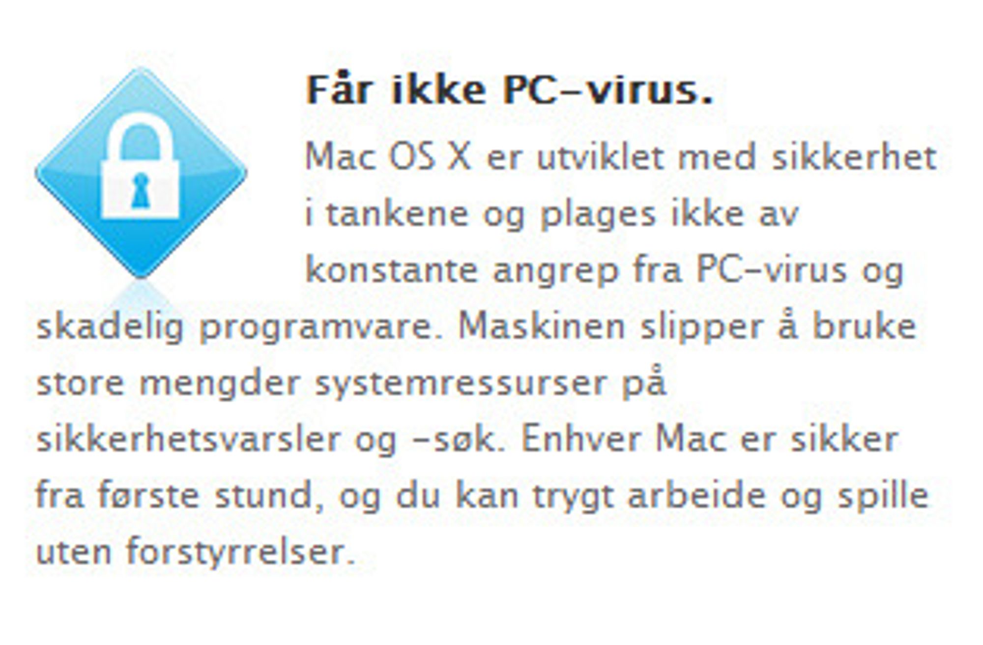 Tekst hentet fra Apples side om hvorfor man bør velge Mac.