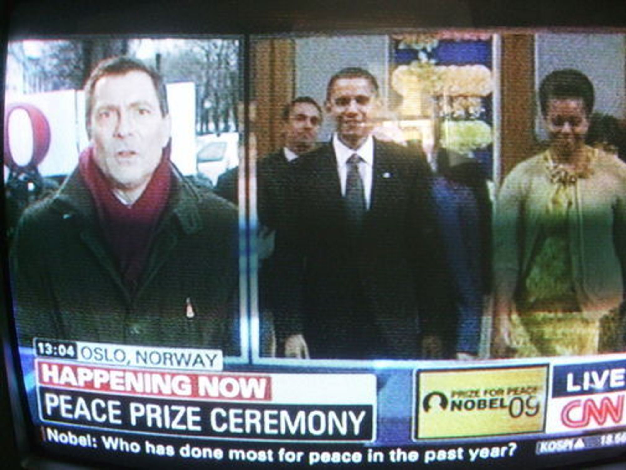 Opera kuppet CNN-sendingen fra utdelingen av Fredsprisen til Barrack Obama.