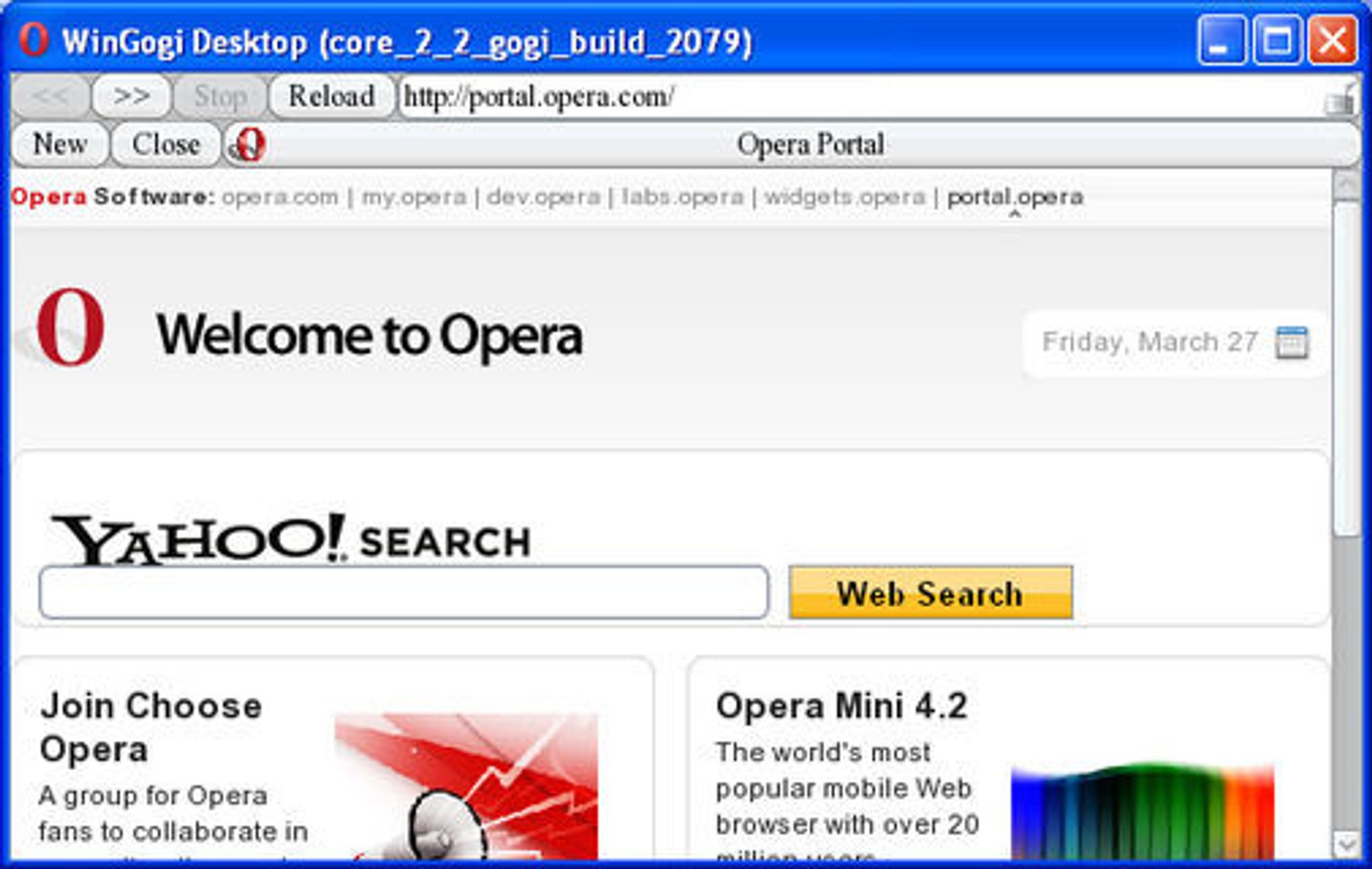 Testversjon av Opera for W3Cs Location API.