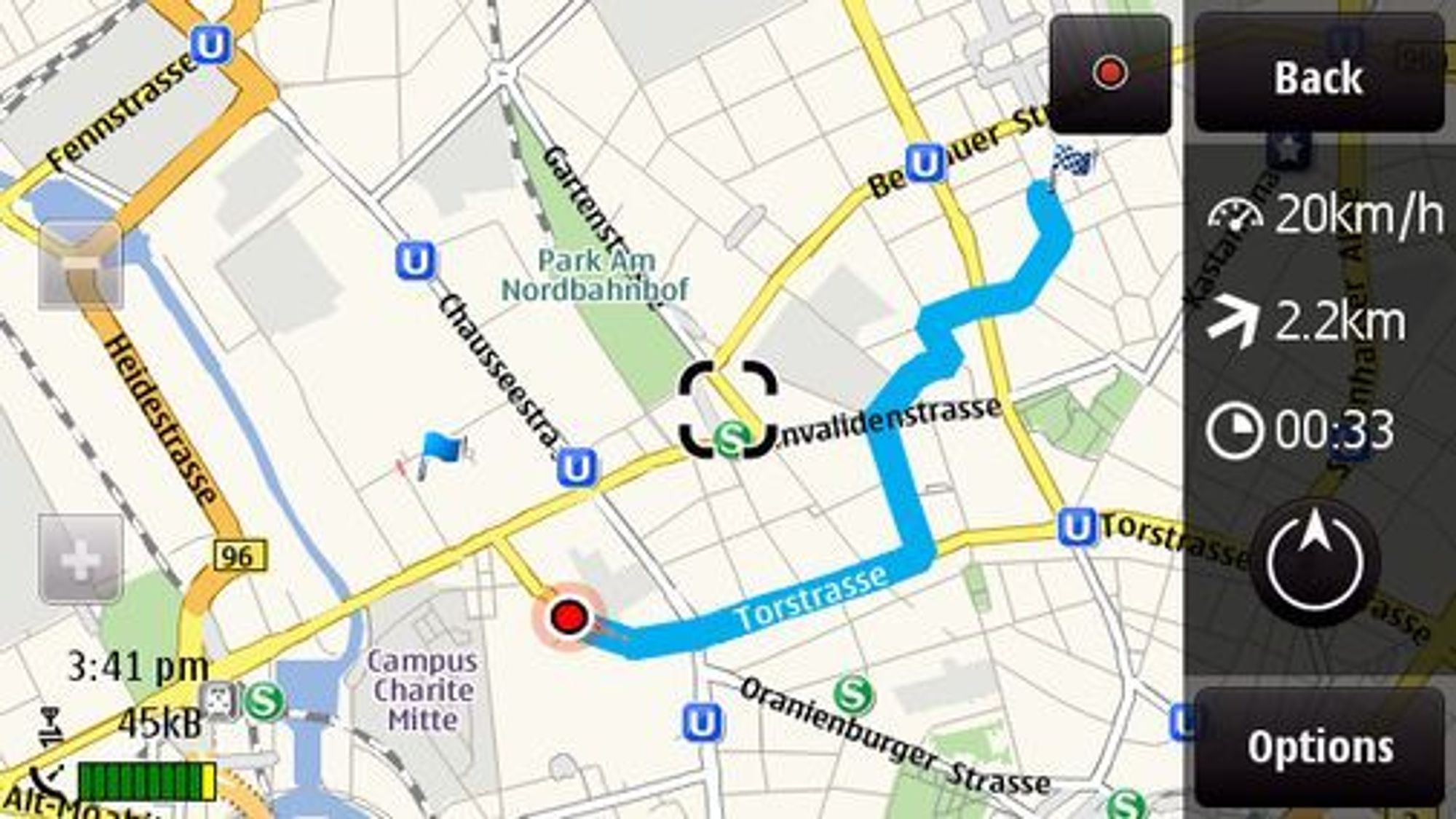Ovi Maps med gratis navigasjon for fotgjengere.