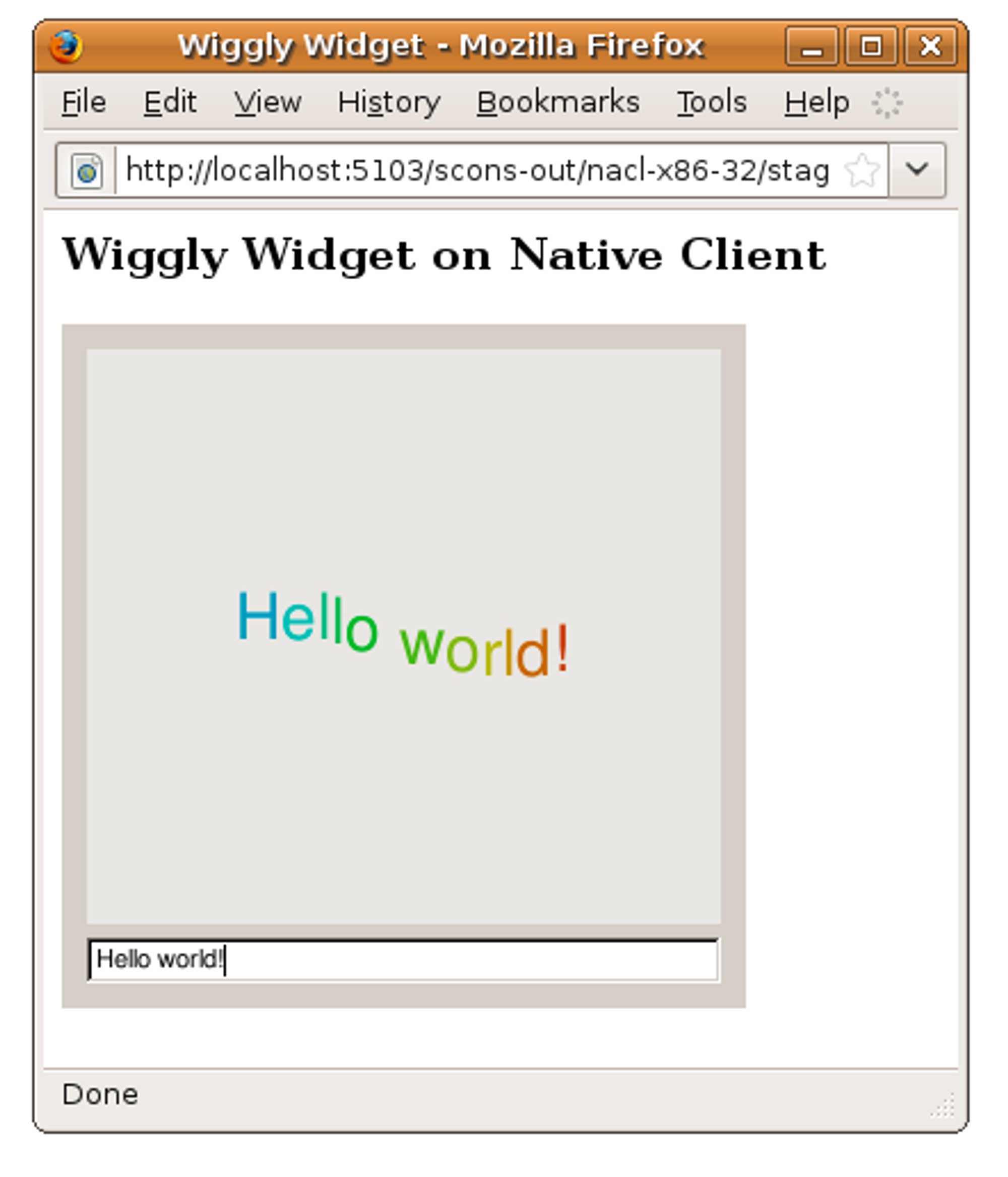 Qt-widget som kjøres ved hjelp av Qt for NaCl og Native Client i Firefox.