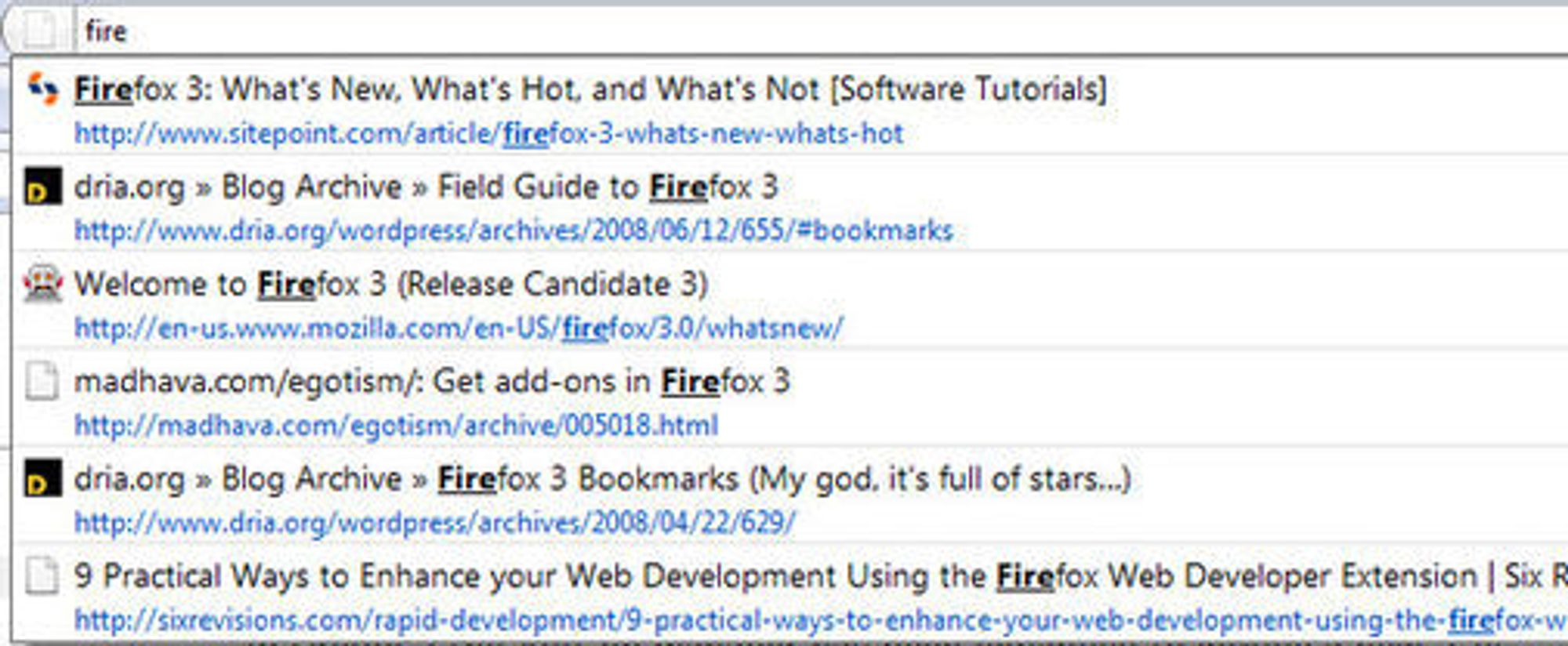 Firefox 3 AwesomeBar