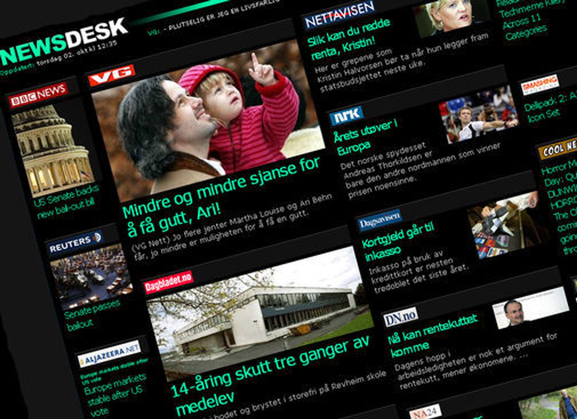 iPhone-utgaven av NewsDesk henter informasjonen sin fra NewsWeb-serveren, og innholdet er også tilgjengelig gjennom en vanlig webside.
