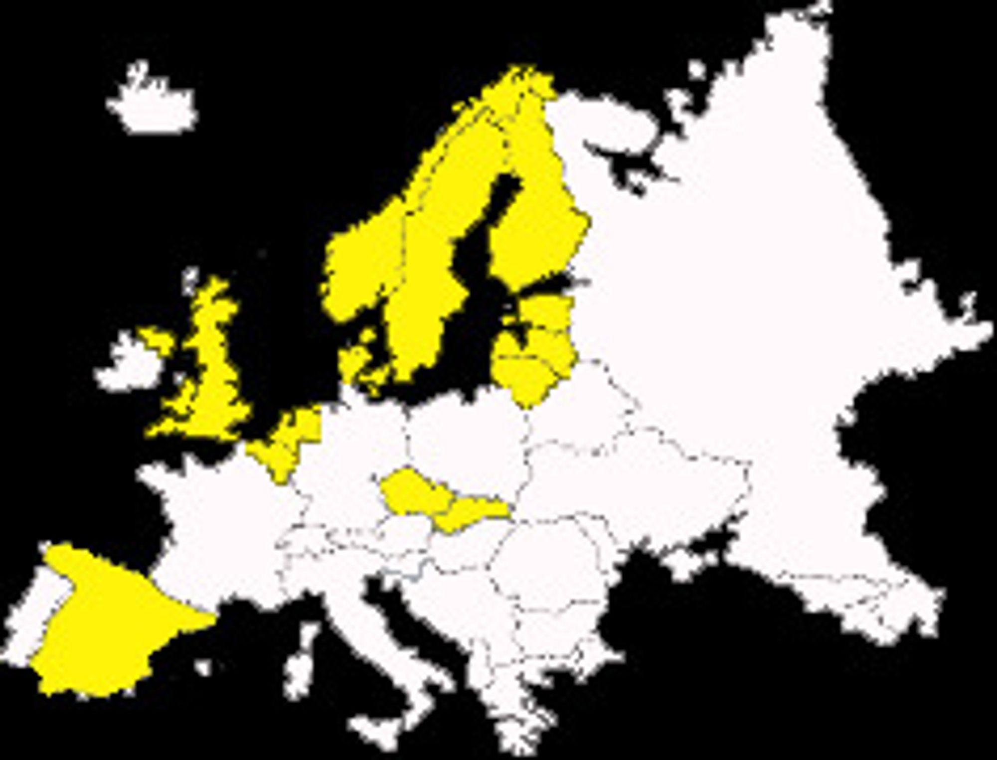 Europa-kartet slik Proact tegner det, per april 2011.