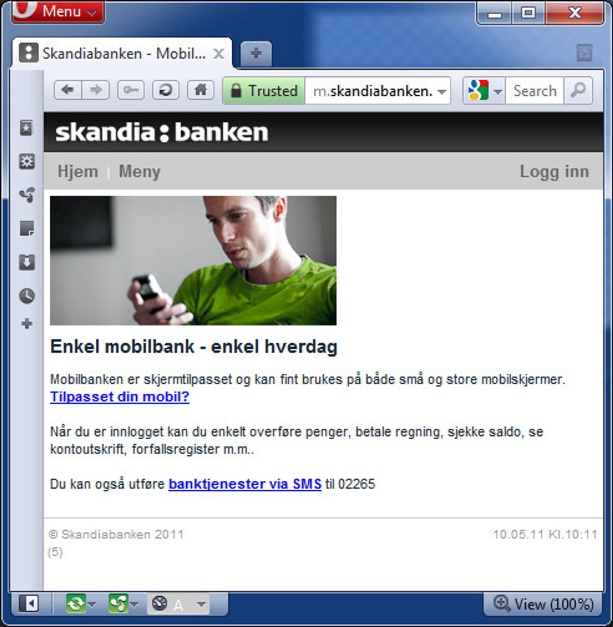 Mobilutgaven av Skandiabanken fungerer fungerer fortsatt for en del kunder.