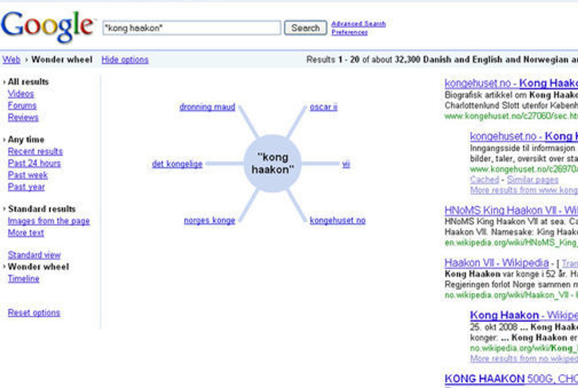 Nye filtreringsmuligheter i Googles søk. Her vises "Wonder Wheel".