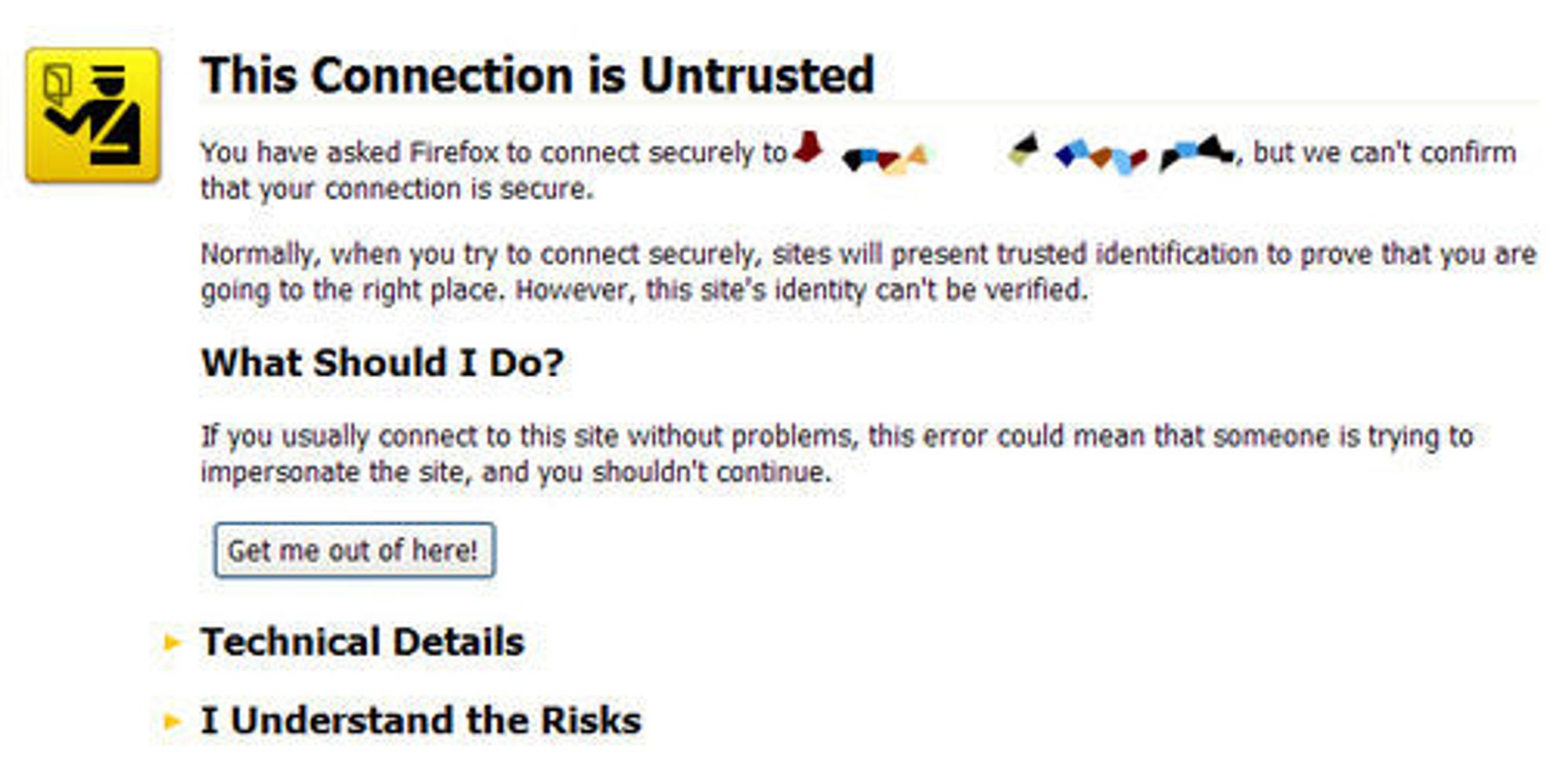 Tilsvarende advarsel i Firefox 3.5.
