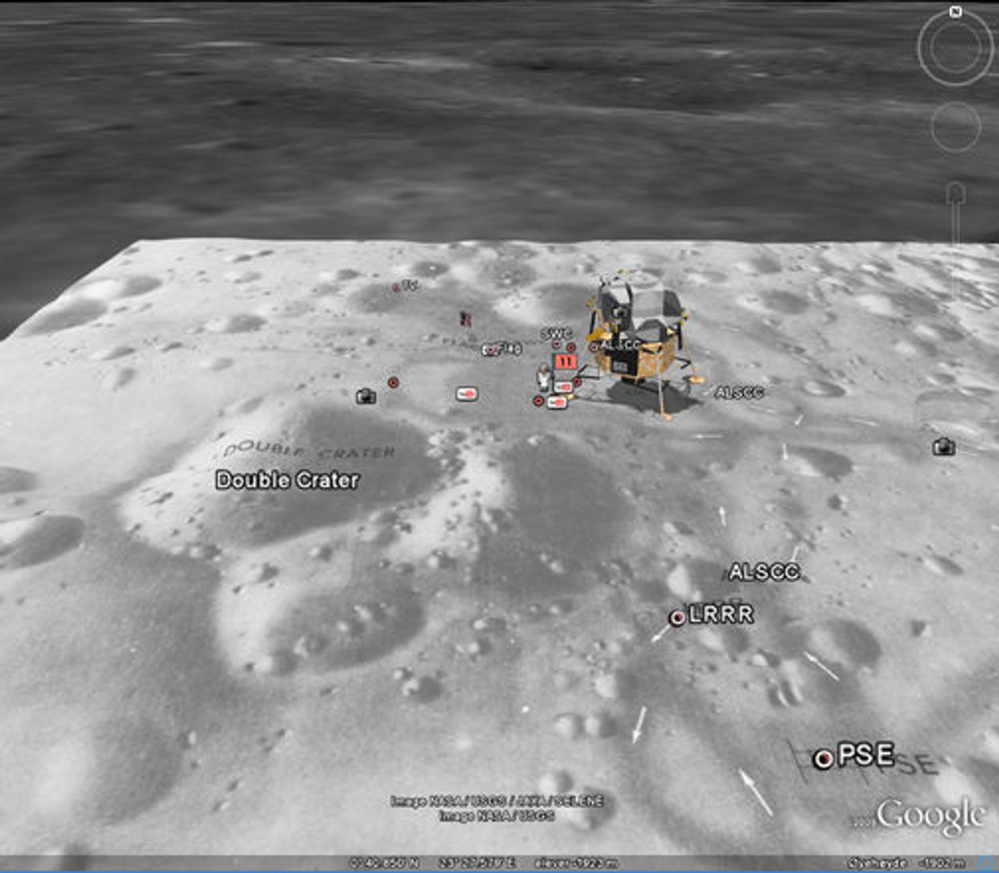 Månelandingsfartøyet "Eagle" ved "Tranquility Base" på Månen.