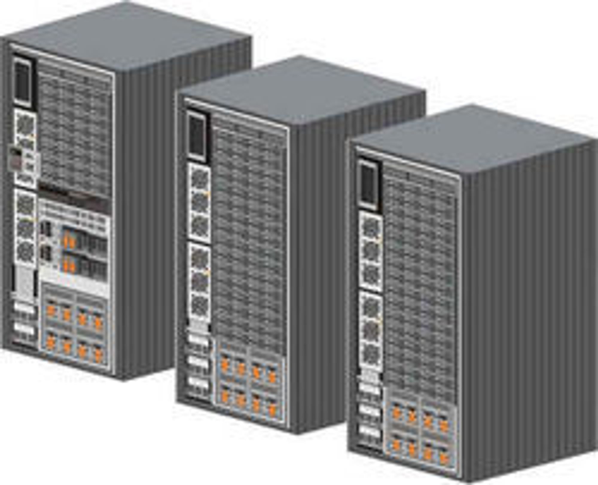 IBM DS8300, fullt utbygget til tre rack.