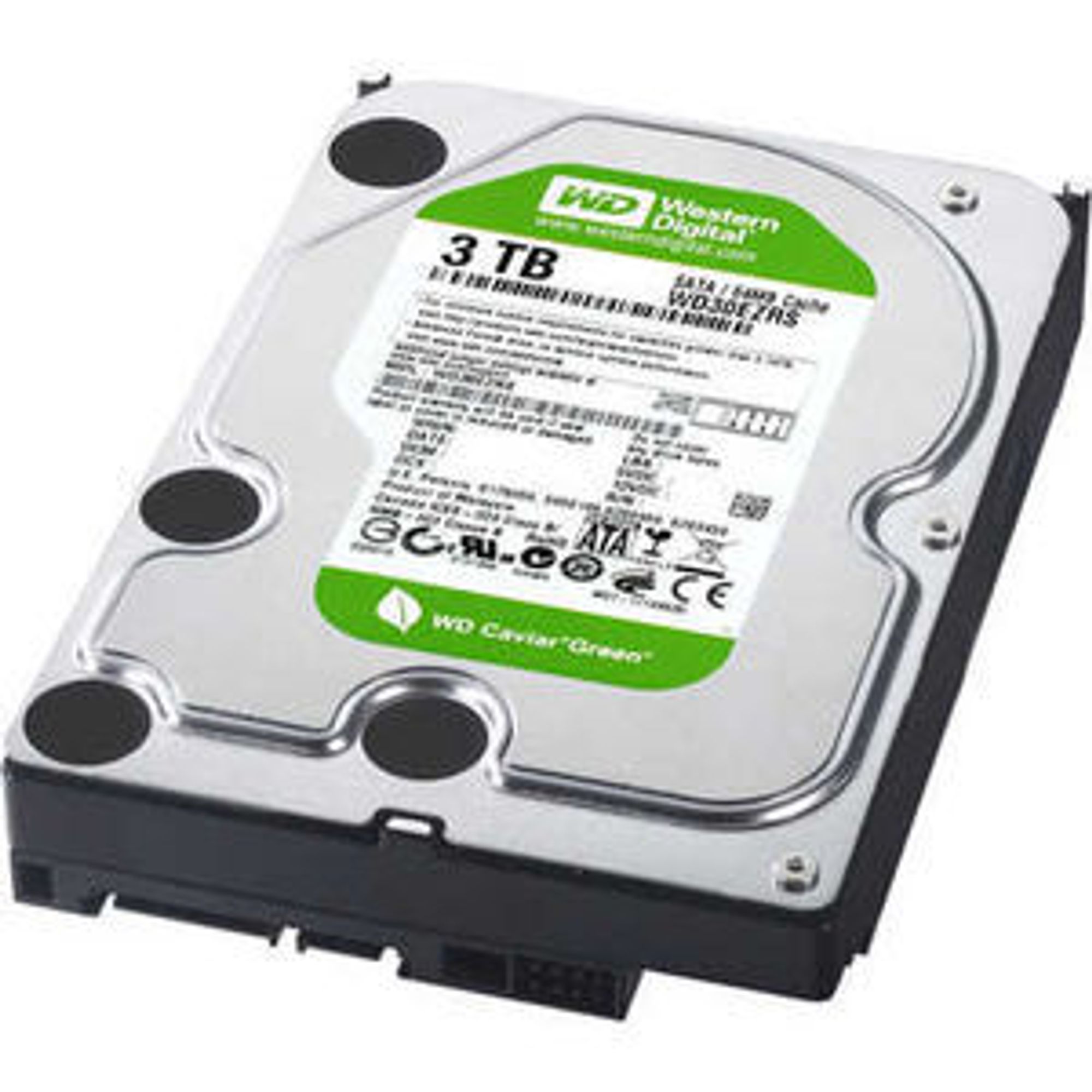 Western Digital Caviar Green med plass til 3 terabyte med data.