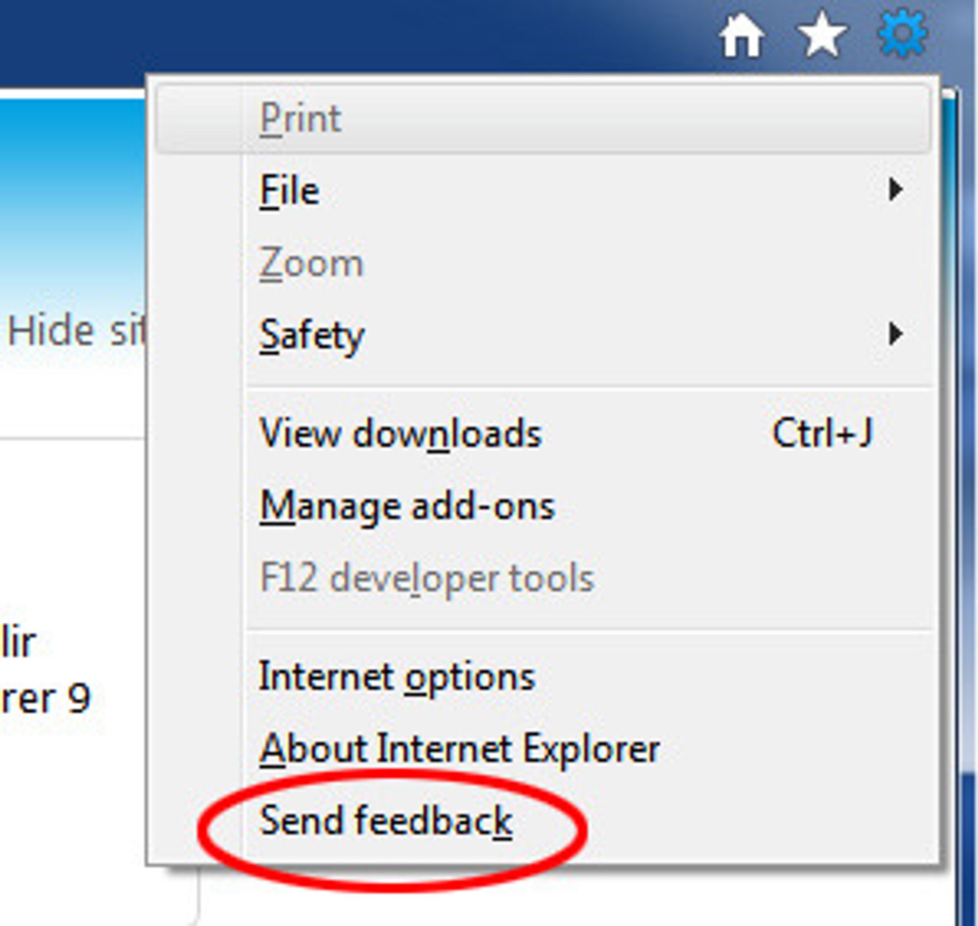 Send inn tilbakemeldinger i IE9 beta.